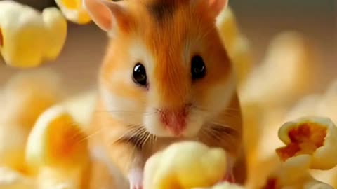 🐹 Cute Hamster Eating Popcorn 🍿 | Tiny Hamster Fun & Adorable Animal Video