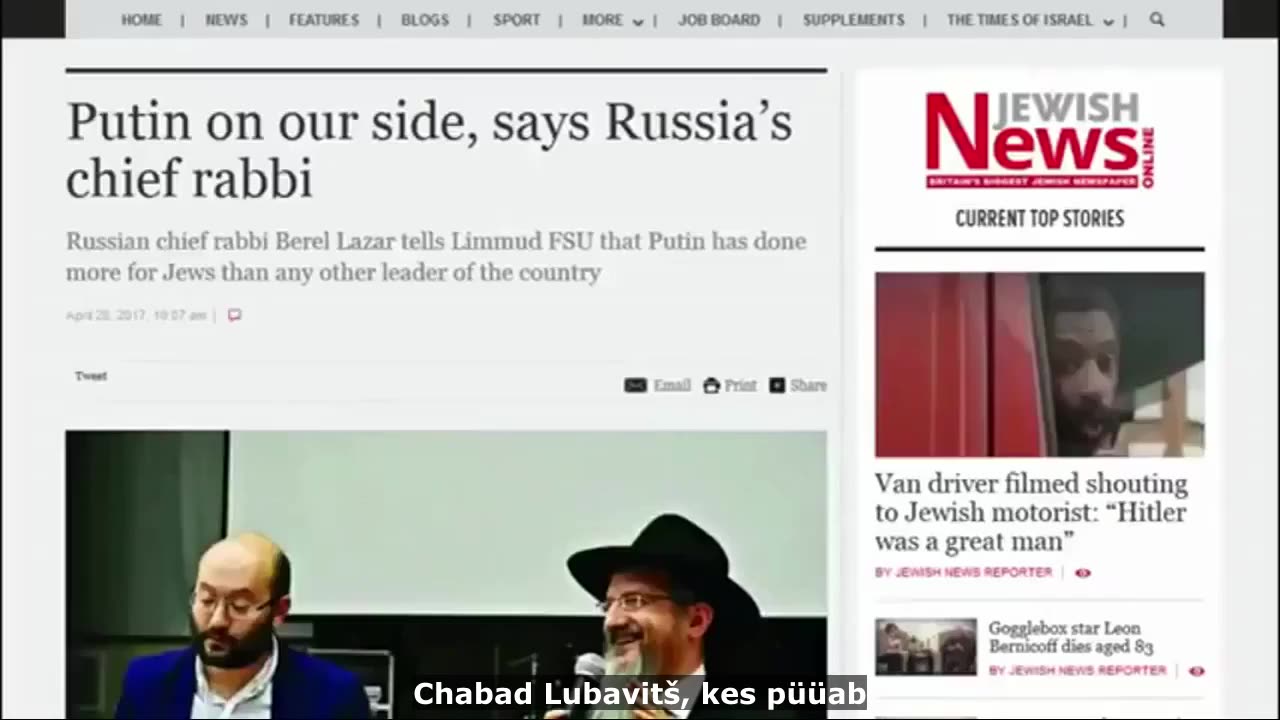 Putin Chabad Lubavitši meeskonna ja Iisraeli lojaalne teenija