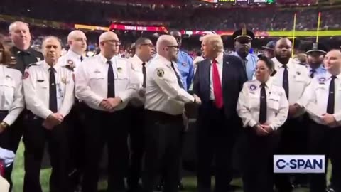 President Trump makes history as the first President to attend a Superbowl.