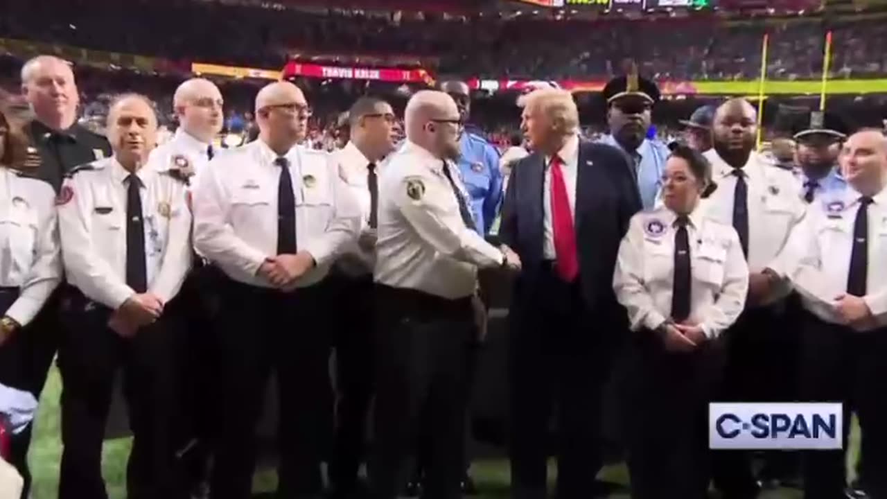 President Trump makes history as the first President to attend a Superbowl.