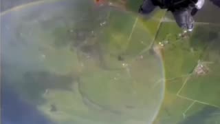 The rainbow is the refraction from the firmament, not refracted in the water mist.