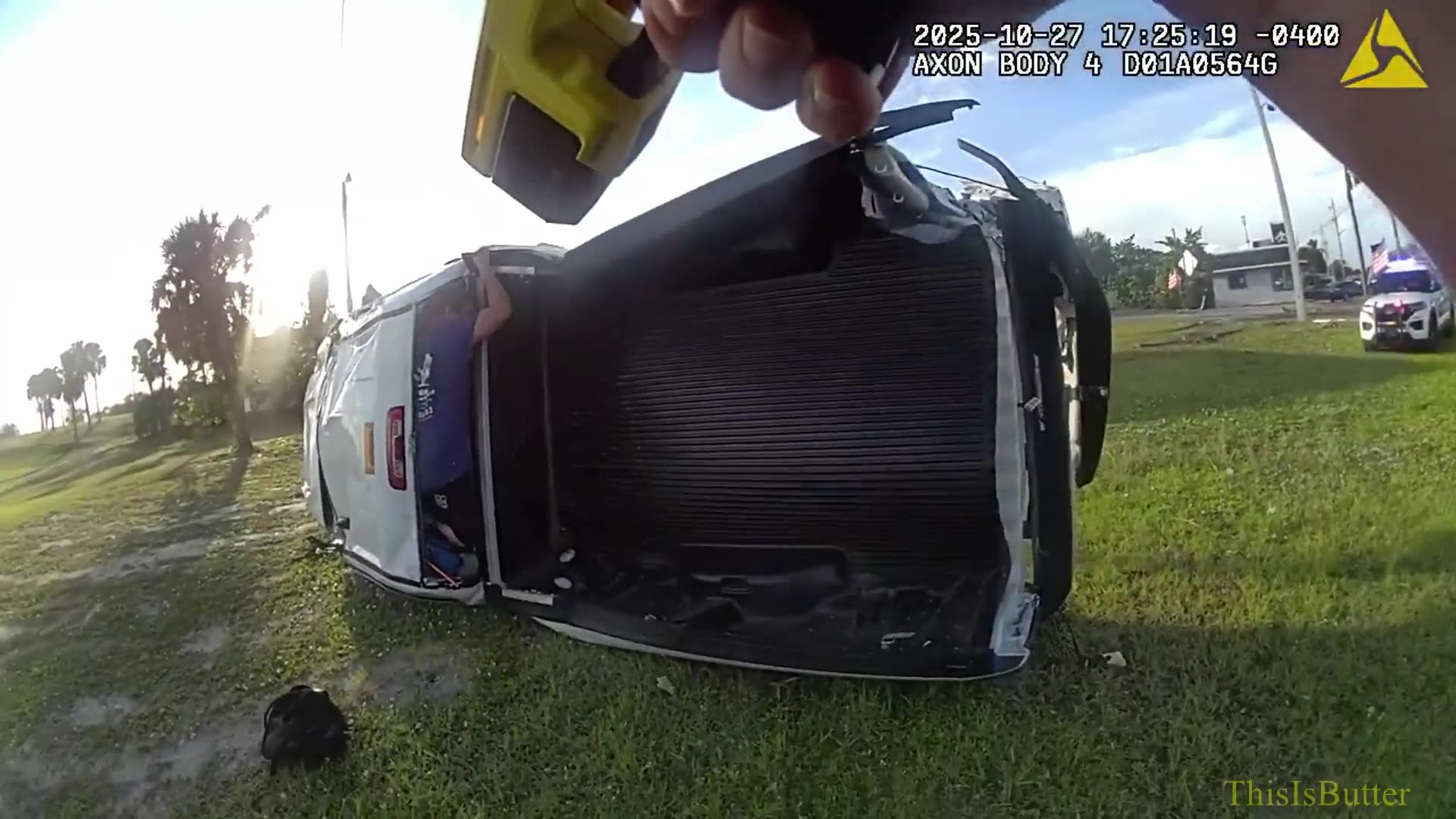 Bodycam video shows arrest of reckless driver who flipped truck in accident