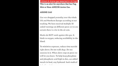 Arsine Gas Detected In UK Fog