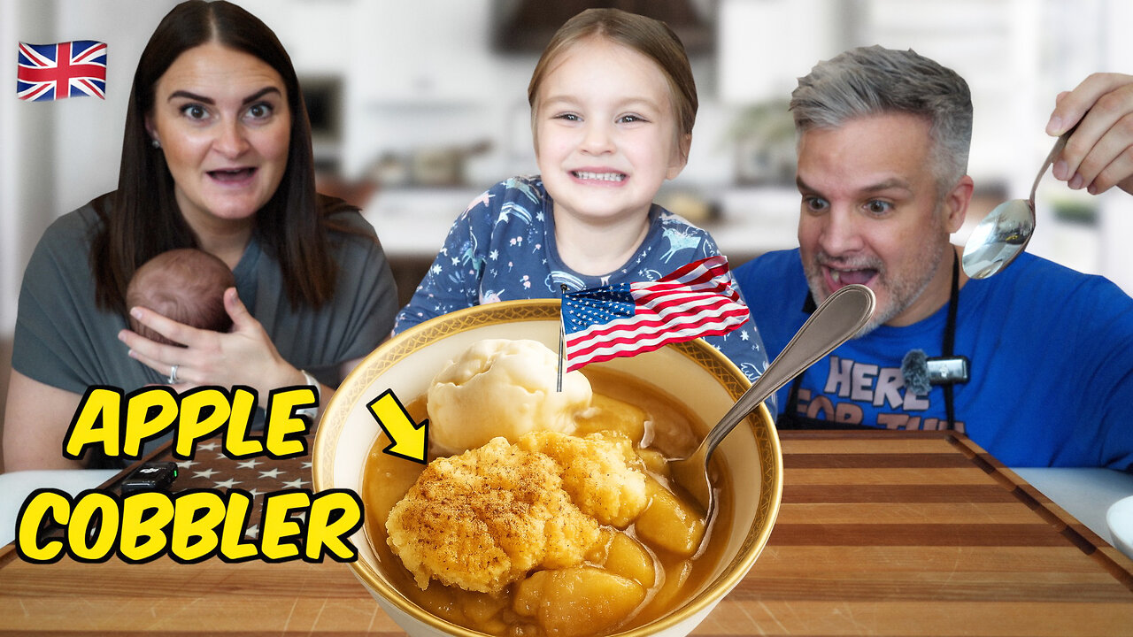 Brits Try American Apple Cobbler for the first time! (Southern Comfort Classic) !!!!