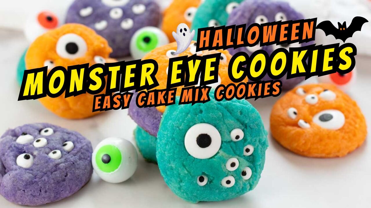 Easy Monster Eye Cookies | The BEST Halloween Cake Mix Hack!