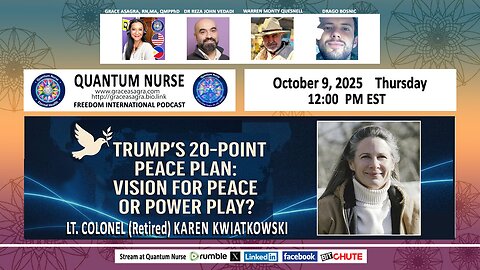 Lt.Col (Retired) Karen Kwiatkowski -TRUMP’s 20-Point Peace Plan: Vision for Peace or Power Play