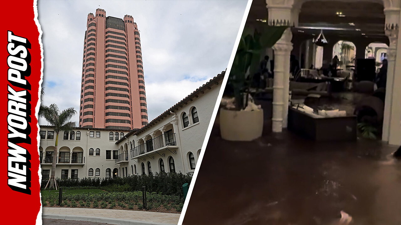 Historic flooding turns Florida hotel lobby into pool
