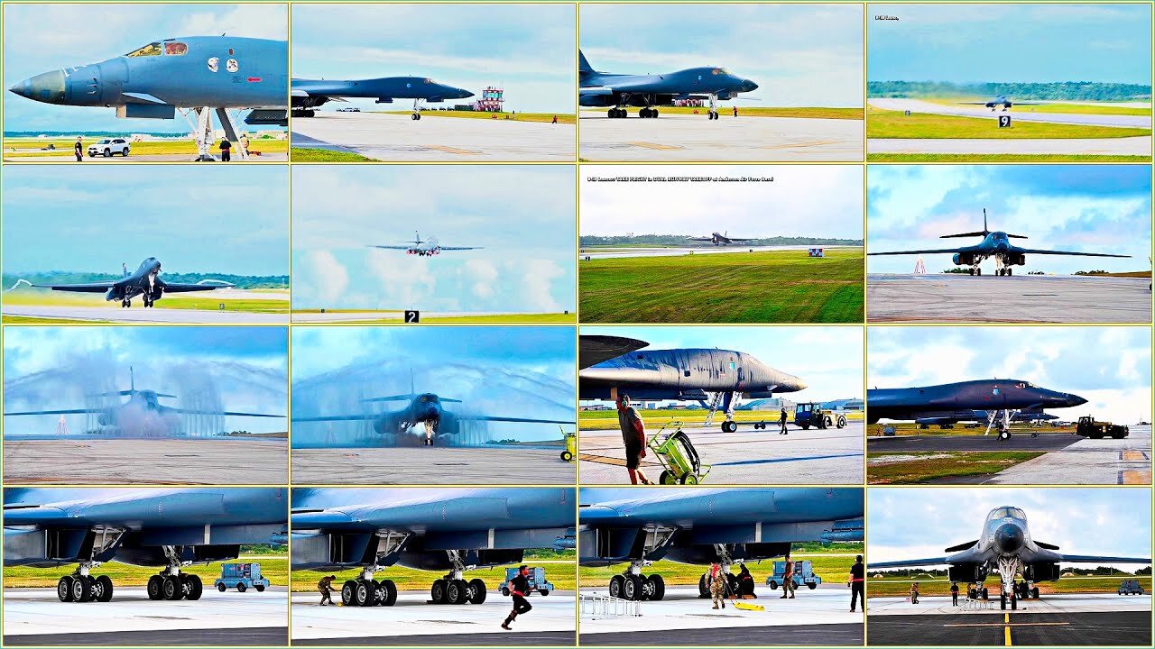 B-1B Lancers take off on a dual runway at Andersen Air Force Base❗