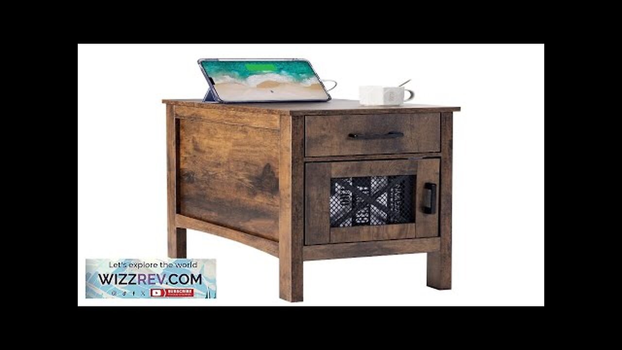 Farmhouse End Table Night Stand with USB Ports & Outlets 3 Tiers Review