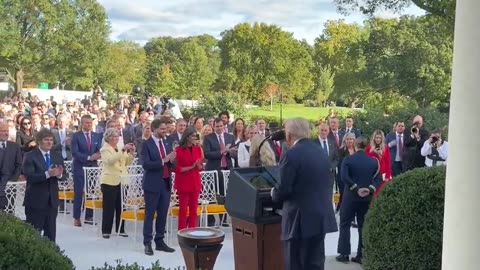 President Trump and Erika Kirk arrive to the Medal of Freedom Ceremony for Charlie Kirk