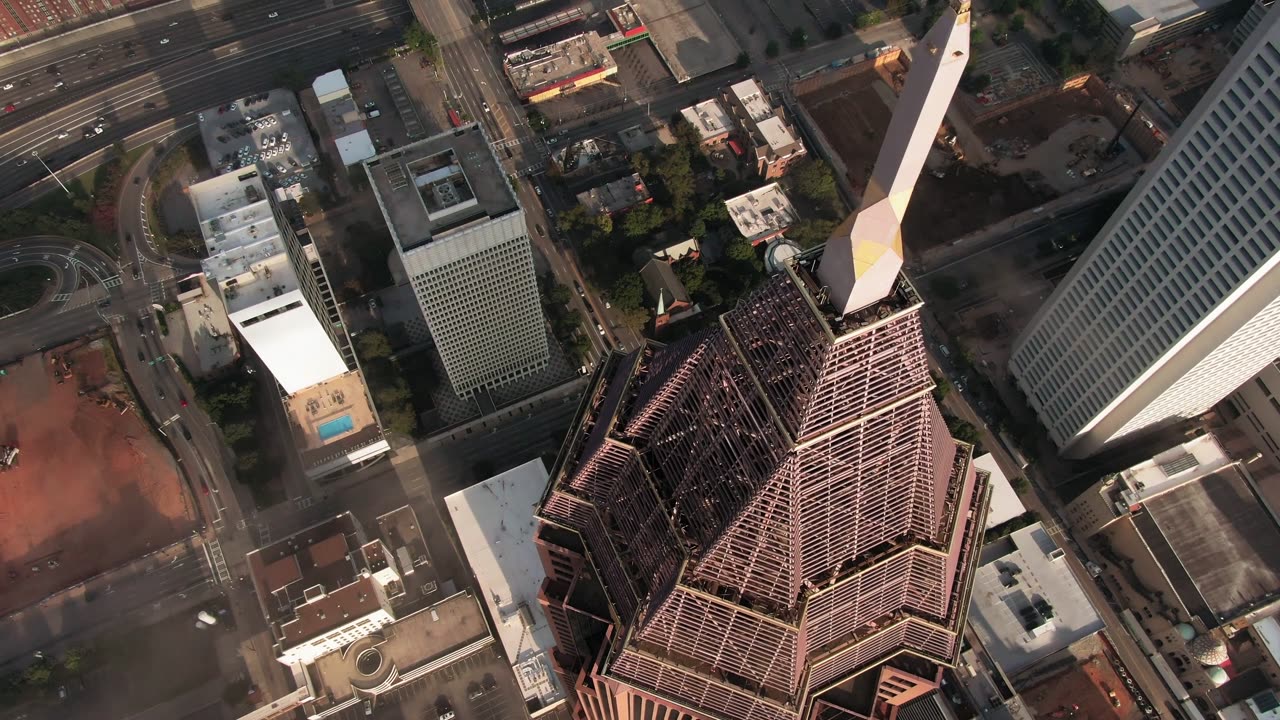 Aeerial View Of City With Tall Buildings