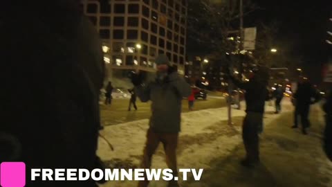 Federal Agents deploy teargas and Flashbangs outside of the Home2Suites by Hilton Hotel