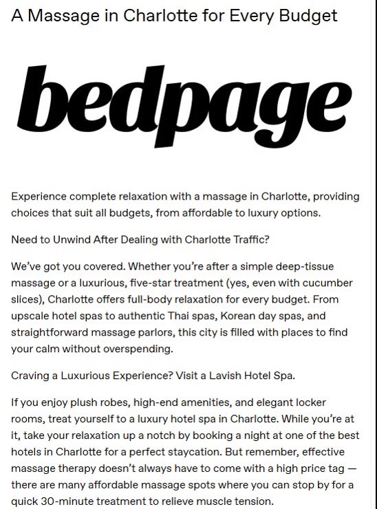 A Massage in Charlotte for Every Budget