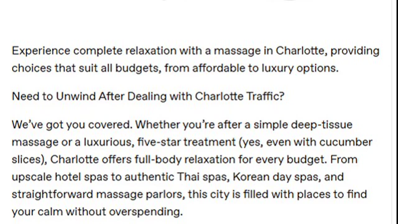 A Massage in Charlotte for Every Budget