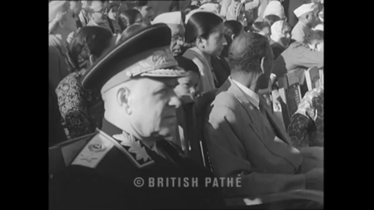 Soviet Minister of Defence, Marshal Zhukov attends India's Republic Day parade in 1957