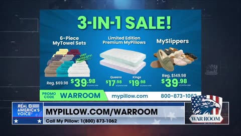 Visit MyPillow.com/warroom And Use Promo Code WARROOM To Order Your Exclusive Deals Today!