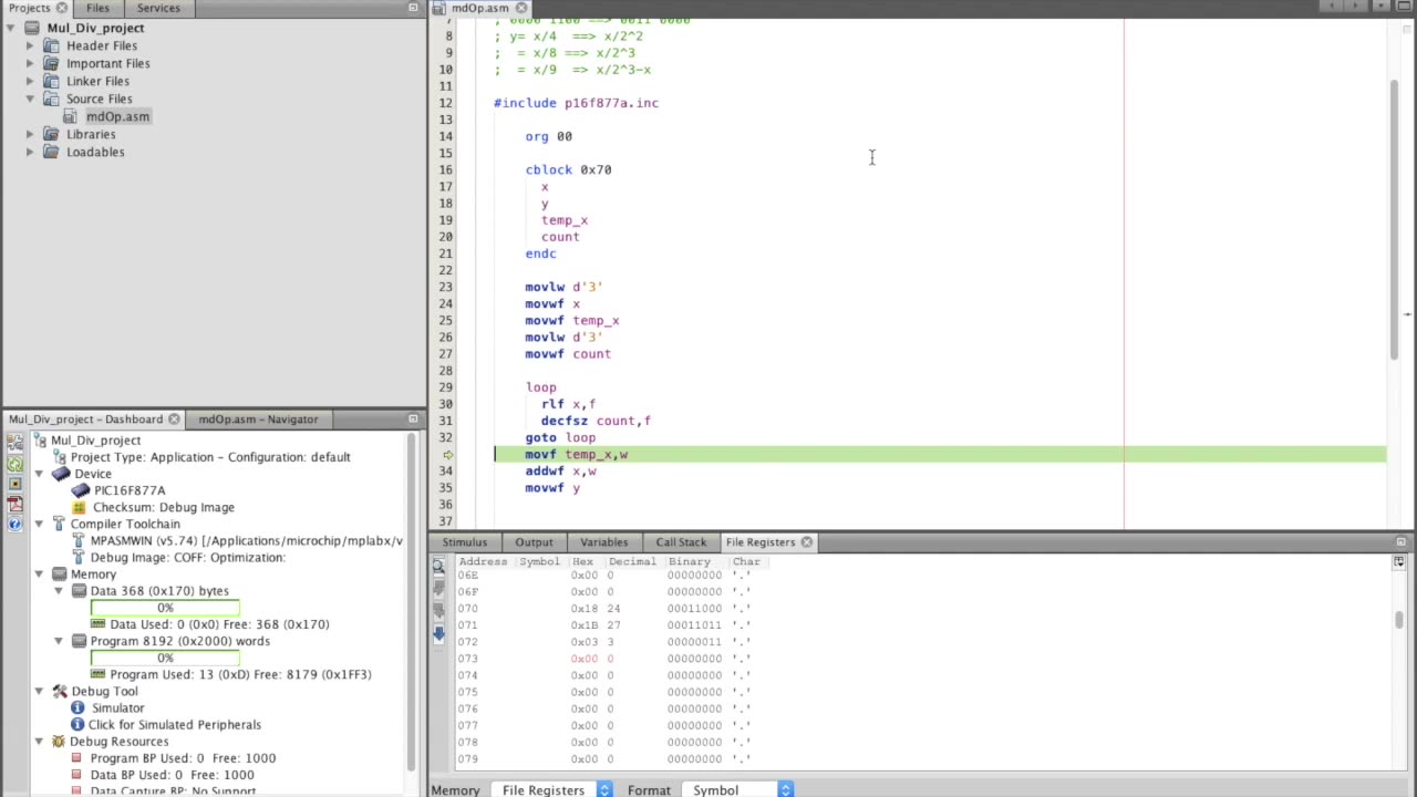 Tutorial (10): Using Arithmetic Multiplcation in PIC Microcontrollers