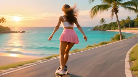 Skateboarding with HER - Tropical BEATS & AI Women | Official Music Video