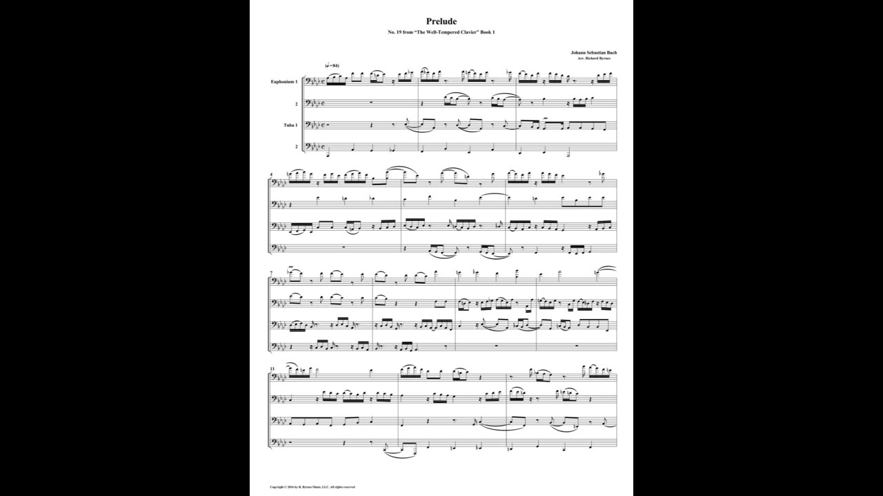 J.S. Bach - Well-Tempered Clavier: Part 1 - Prelude 19 (Euphonium-Tuba Quartet)