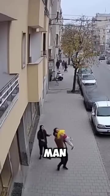 A hero man saved a child who fell from a height of 8 meters