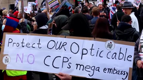 Protests in London over China's plan for mega embassy