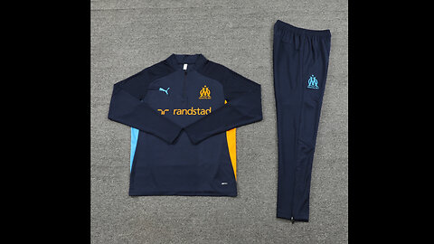 👉🏻⚽️2024-25 Marseille Adult/Kid Blue Long Sleeve Tracksuit