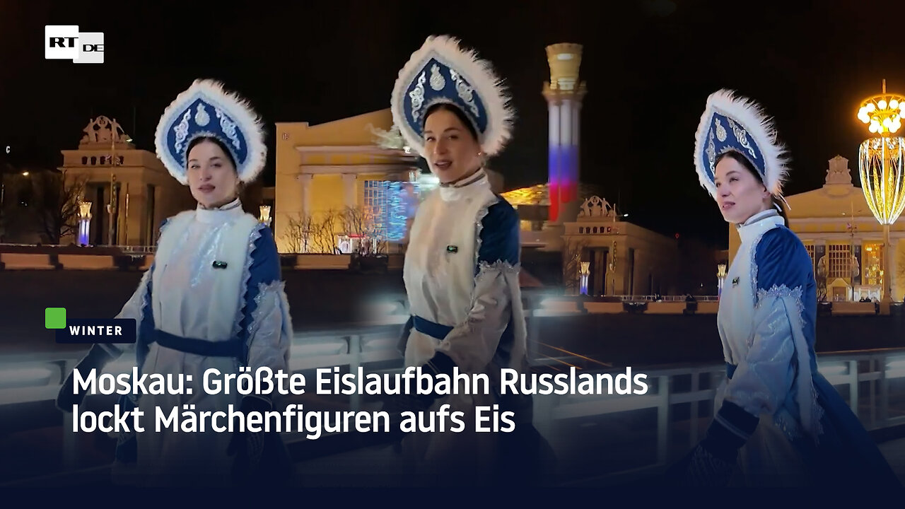 Moskau: Größte Eislaufbahn Russlands lockt Märchenfiguren aufs Eis