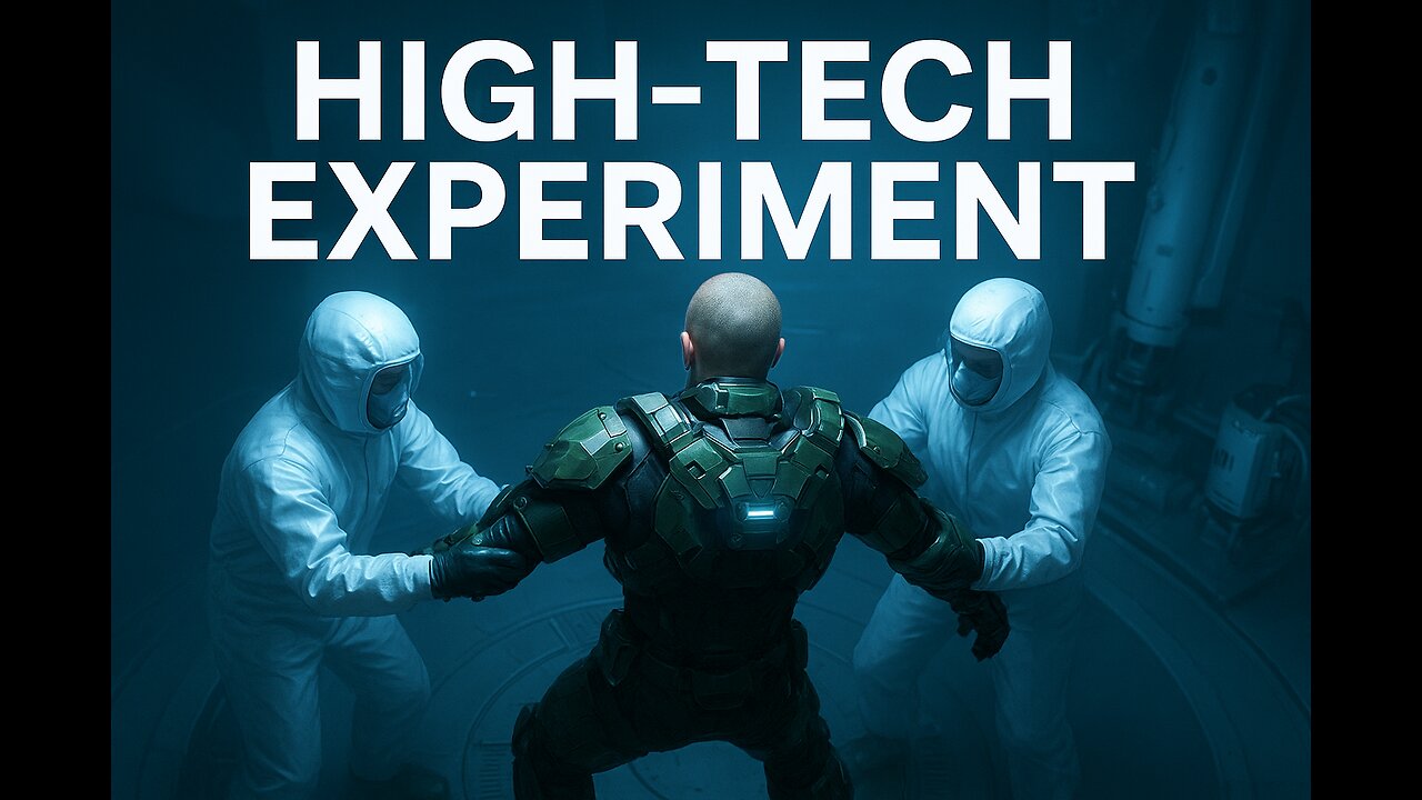 High-Tech Experiment Gone Wrong – Sci-Fi Armor Restraint Scene