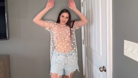 Fully Transparent Dress Shirt No Bra or Underwear