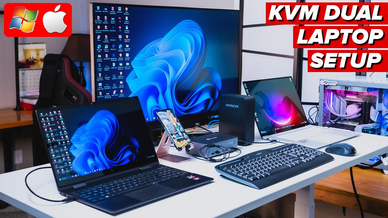 How to Connect 2 PCs To 1 Monitor with 1 Mouse & Keyboard - iDock C20