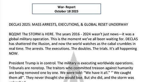 WAR REPORT - OCT 18 2025 - THIS IS THE GREAT AWAKENING