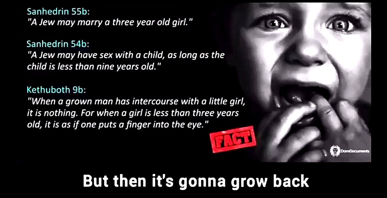 RABBI TEACHES “SEXUAL INTERCOURSE W/ A LITTLE GIRL IS PERMITTED IF SHE IS THREE YEARS OF AGE” TALMUD