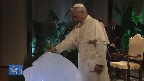 Woke Pope Leo XIV blessed giant ice cube in the name of fighting ["Con-job"] climate change 
