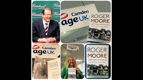 SIR ROGER MOORE ⭐ signed book donated to the Age UK Camden 🧓 charity 💛 London