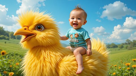 Adorable Baby and Giant Chick Bring Sunshine Smiles! ☀️🐥😊