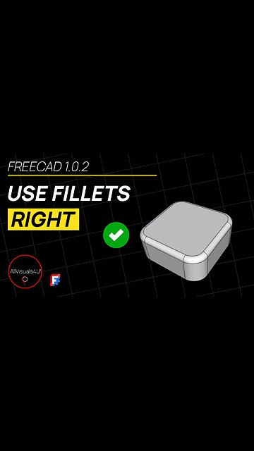 🧠 Use It RIGHT - FreeCAD Fillet All Edges - FreeCAD Select Face - FreeCAD 1 Tutorial | #Shorts