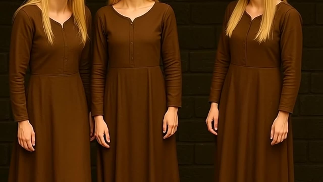 German triplets posing in medieval clothing