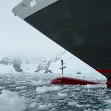 French ballerina Victoria Daubervilles performance on the bow of an icebreaker in Antarctica.