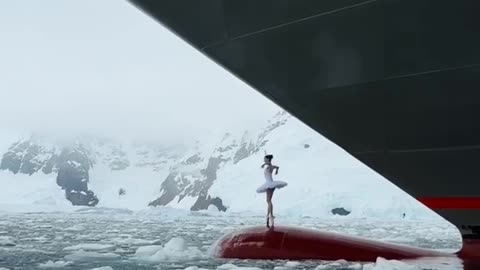 French ballerina Victoria Daubervilles performance on the bow of an icebreaker in Antarctica.