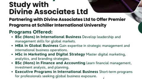 Global Learning, Guided by Divine Associates Ltd at Schiller International University
