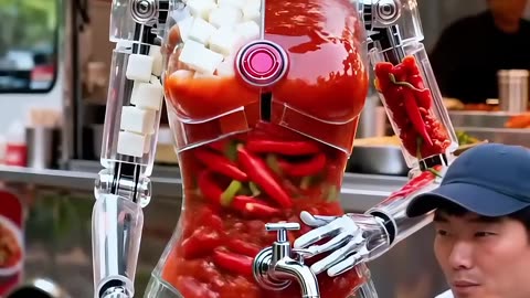 Sriracha Mayo Sauce Dispenser Robot, in Service #futuristic #robot #technology #humanoid #AI