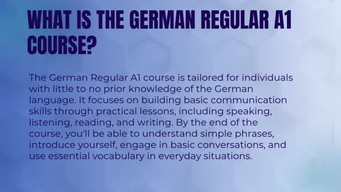 German Regular A1 Course – Learn German Quickly and Effectively