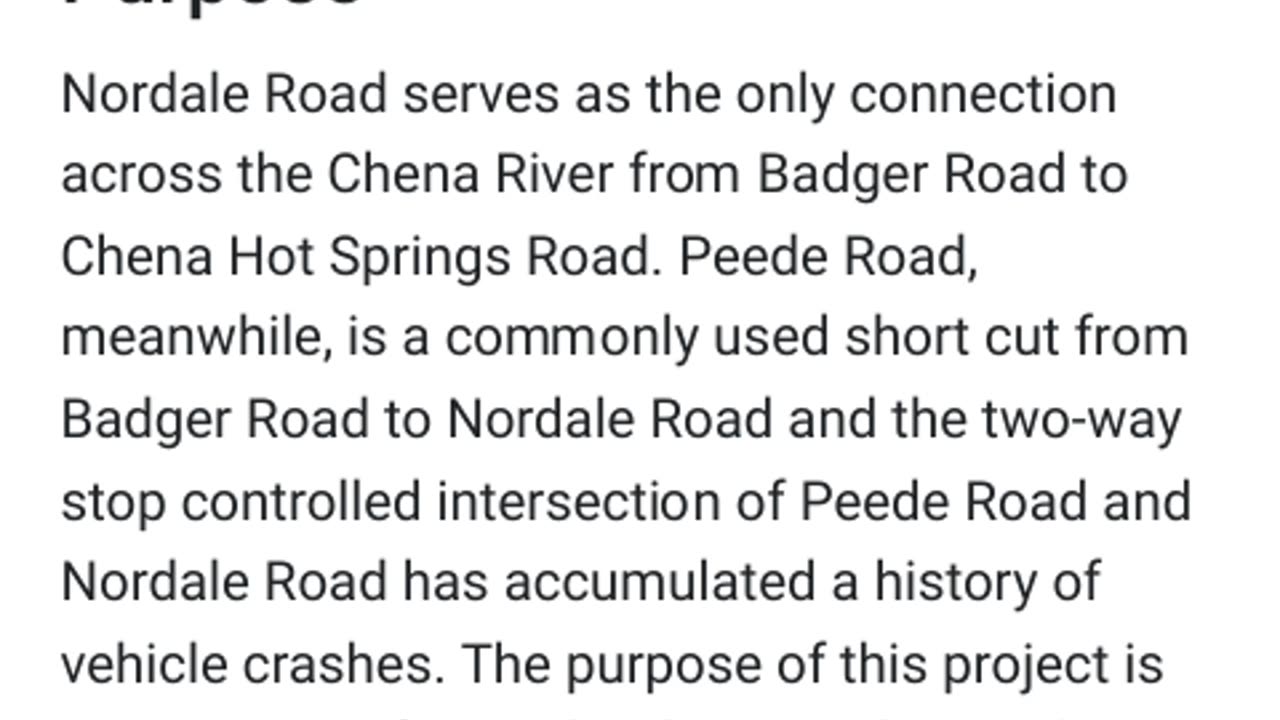 Fairbanks! What's going on? DOT Project Peede/Nordale