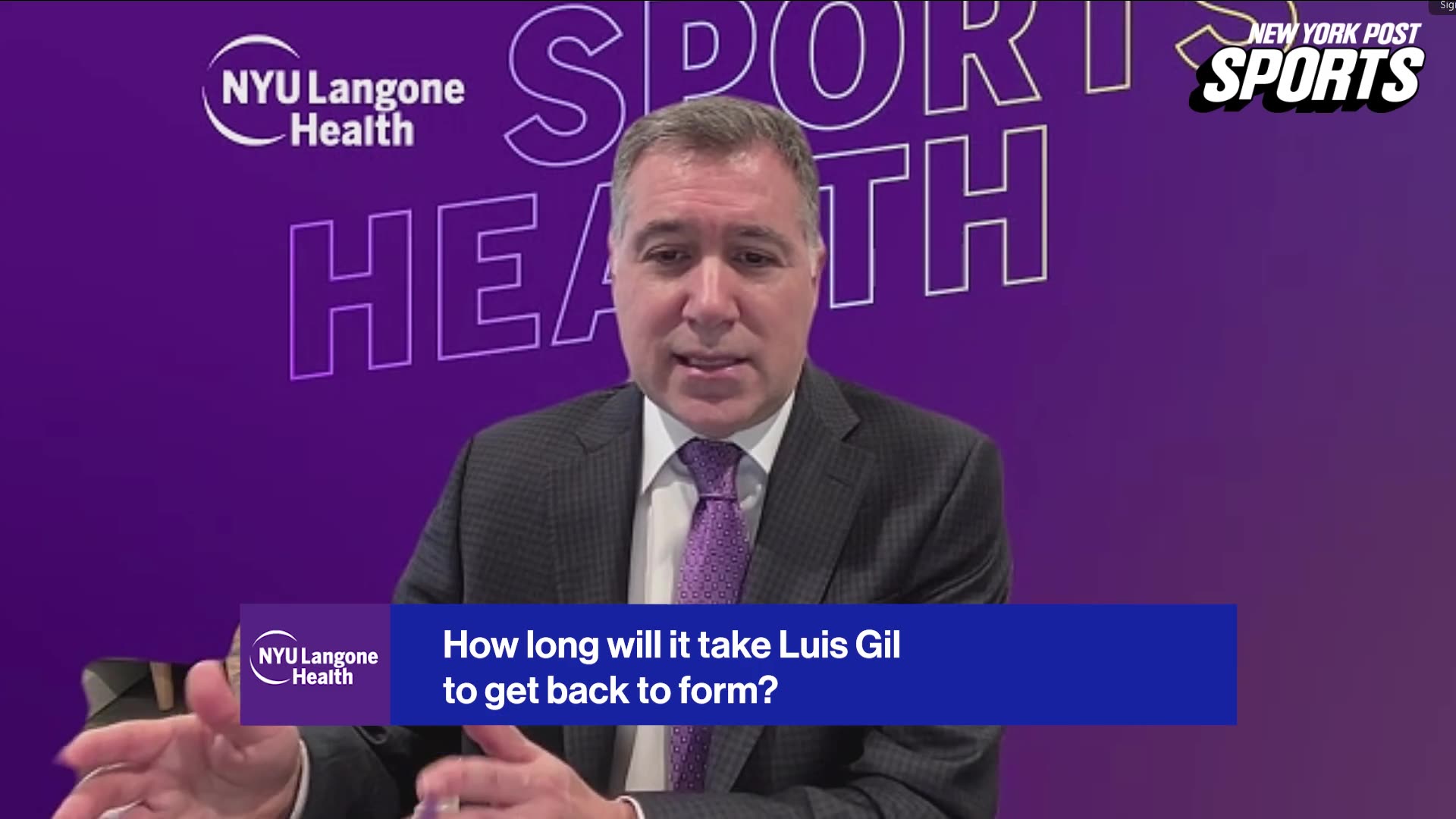 NYU Langone's Mark Grossman, MD, explains Luis Gil's recovery process from a high-grade right lat strain