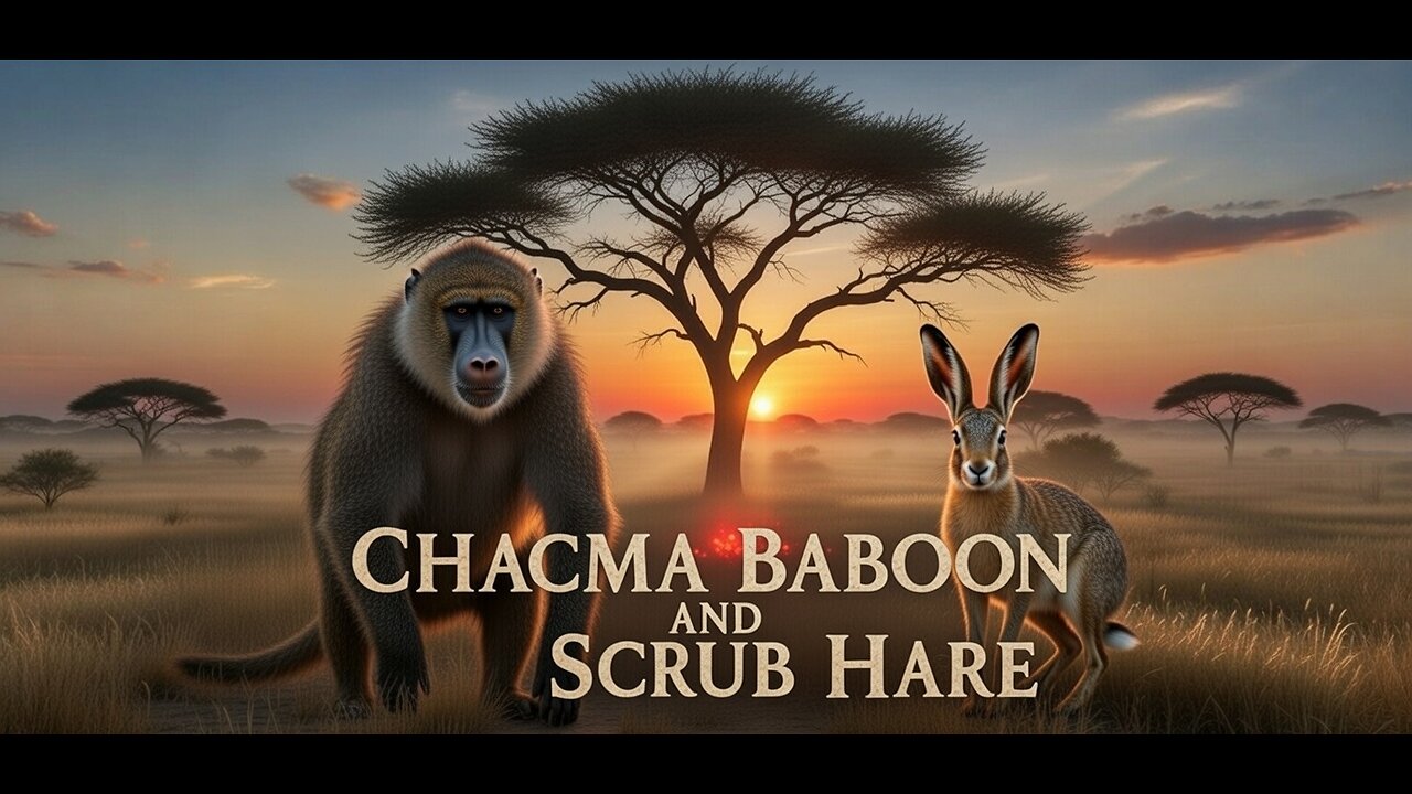 Chacma baboon and scrub hare