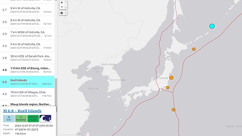 6.8 EARTHQUAKE IN KURIL ISLANDS, NORTH OF JAPAN!