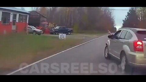 2 cars play cat and mouse road rage, collision, caught on camera. Instant Karma