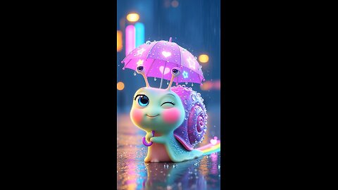 Cute 😍🥰 🐌 snail in 🌧️☔ Rain with 🏖️ umbrella