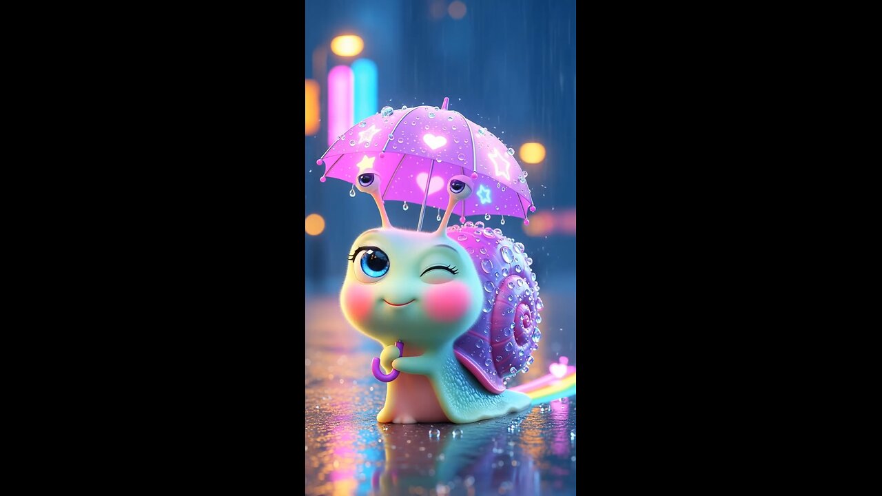 Cute 😍🥰 🐌 snail in 🌧️☔ Rain with 🏖️ umbrella