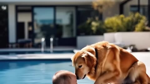 DOG AND BABY IN POOL Funny Animals 2025 ?? - Funniest Cats and Dogs video ?? ?? #shorts